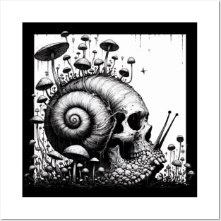 Monochromatic Skull Snail of Death Posters and Art